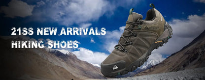 Four-Season Men's Hiking Shoes Outdoor Sports Genuine Leather Wear-Resistant Climbing Shoes Rubber Sole Trekking Sneaker