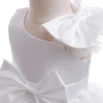 Vestido Borboleta Branco e Rosa de Verão para Meninas Vestido de Noiva de Tule Roupa de Batizado Roupa de Bebê Menina 1º Aniversário