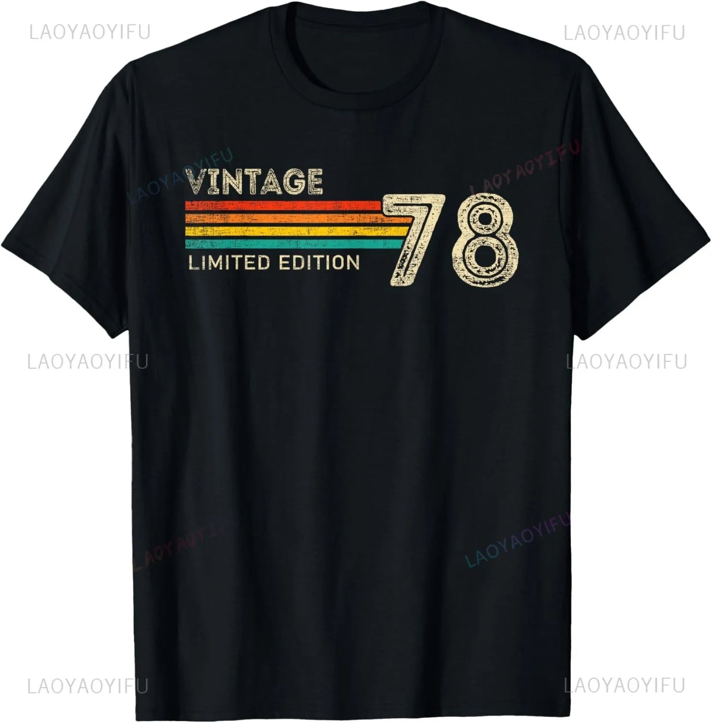 Vintage 1978 Limited Edition Birthday 1978 Men Women Vintage T-Shirt Casual Streetwear Short Sleeve Printed T-shirt