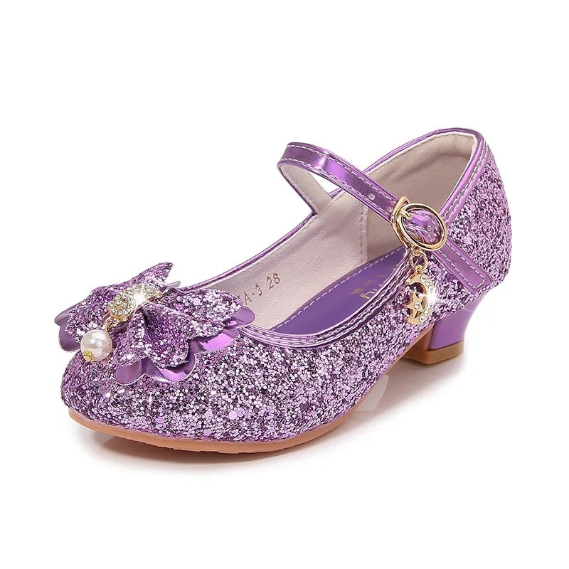 Baby Girls Princess Shoes Party Butterfly Crystal High Heels Sandal Children Dance Glitter Diamond Shoe Kids Walk Show Shoes