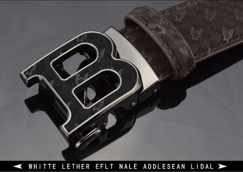 High Quality Automatic Buckle belts men Golden buckle fashion Waist Strap genuine leather Cowskin cintos masculinos B letter