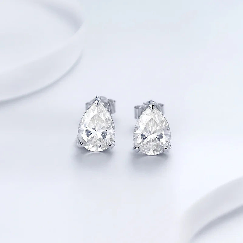 Pear Cut 3-Stone Full 3EX Moissanite Short Dangle Drop Earrings for Women s925 Silver Teardrop Earring Party Jewelry Gift