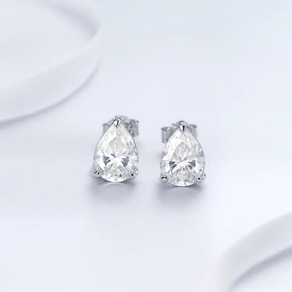 Pear Cut 3-Stone Full 3EX Moissanite Short Dangle Drop Earrings for Women s925 Silver Teardrop Earring Party Jewelry Gift