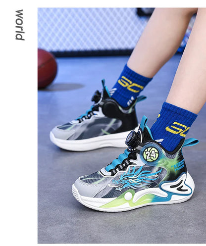 Luxury Boy Sneaker 2025 New Fashion Outdoor Kids Basketball Shoes Soft Sole School Children Sports Shoes for Boy 4 To 12 Years