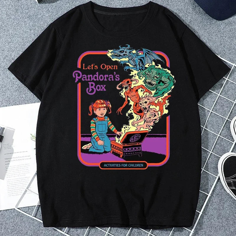 Let's Sacrifice Toby Horror Satanist Graphic Tops Unique Creative Cartoon Streetwear Unisex Scary Short-sleev Tee Ropa Hombre