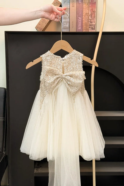Children Girls Shiny Princess Dress Summer Kids Baby Girls Sling Dress UNITIM Little Girls Bow Gauze Dress Infant Girls Sundress