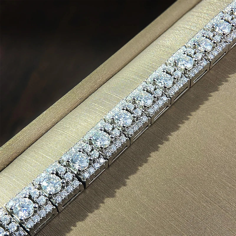 D VVS1 Moissanite Tennis Bracelet GRA Certified Lab Diamond 925 Sterling Silver 6mm Width Cuban Bracelets for Women Man
