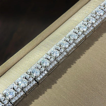 D VVS1 Moissanite Tennis Bracelet GRA Certified Lab Diamond 925 Sterling Silver 6mm Width Cuban Bracelets for Women Man