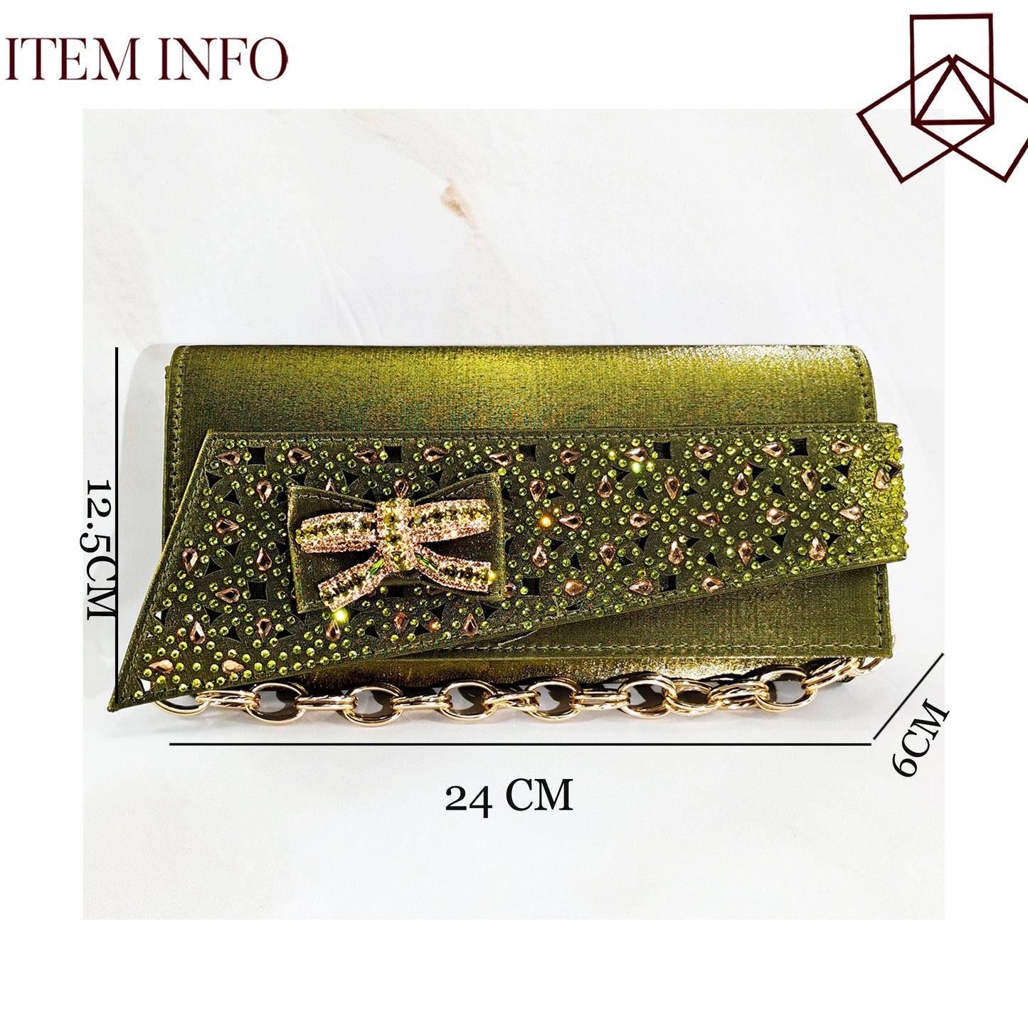 Elegant Women's Peep-Toe Heels and Matching Olive Color Diamond Pumps Set Stylish Italian Shoes and Bags for Parties