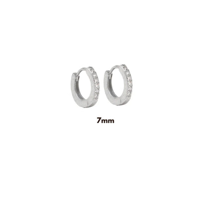 925 Sterling Silver Gold Zircon CZ 5mm 6mm 7mm 8mm To 13mm Huggies Hoops Piercing Pendiente Clips Luxury Fine Jewelry