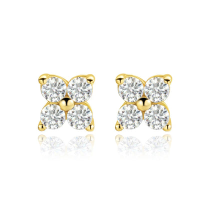 100% 925 Sterling Silver 0.1ct 3mm Moissanite Stud Earrings For Women 18K Gold Plated Sparkling Wedding Party Fine Jewelry