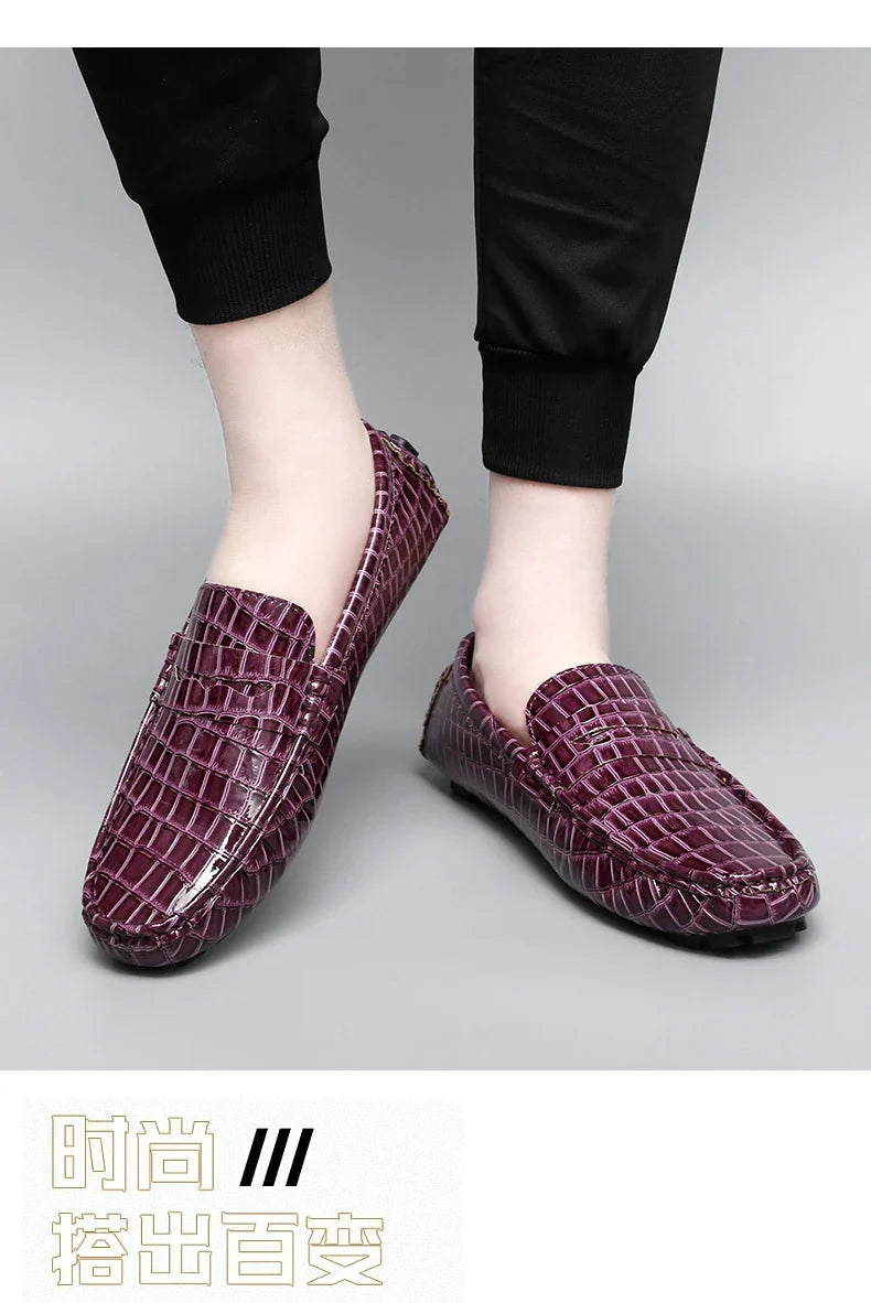 Patent Leather Beanie Shoes for Men 2025 New Spring and Summer Large Size Patent Leather Casual British Leather Shoes for Women Slip-On Slip-On Shoes