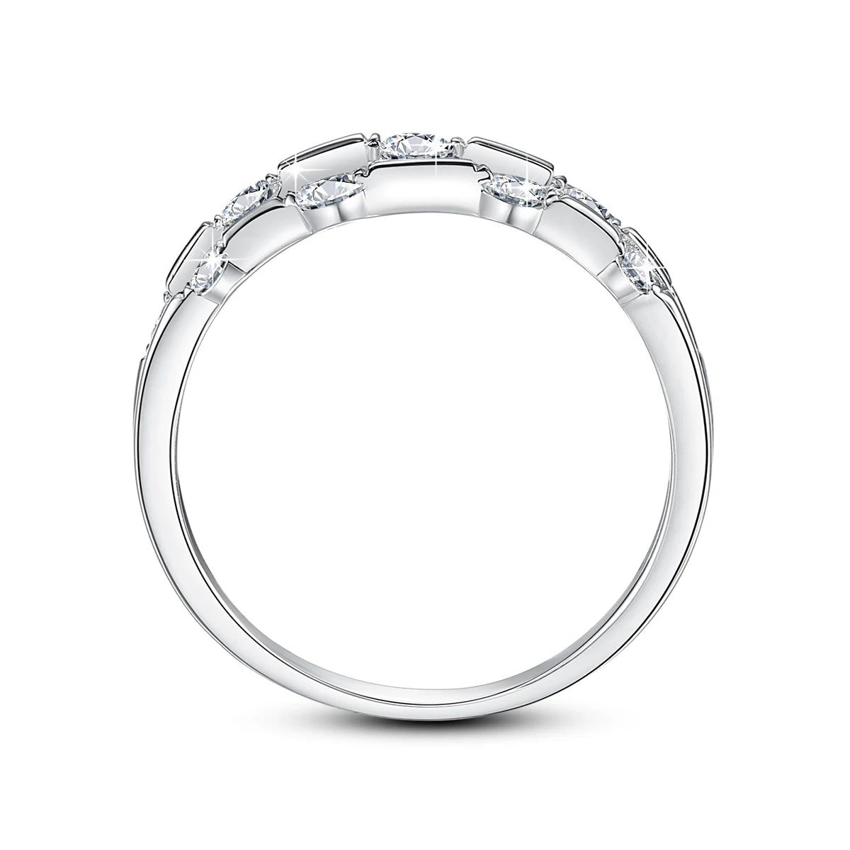 Trending Wedding Band Moissanite Ring With Certificate Genuine Silver 925 Enagement Jewel Gift For Women Positive Stones