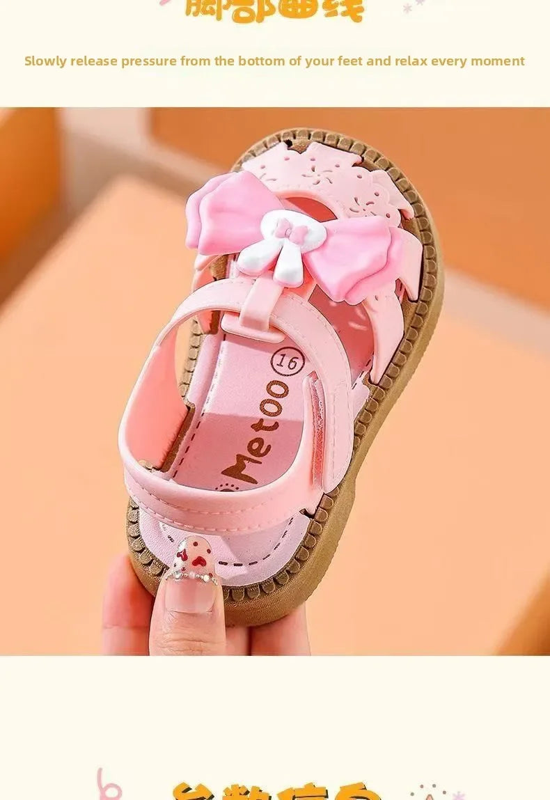 2026 Solid Bow Children's Summer Shoes Cute PVC Beach Non Slip Sandals For Baby Girls Footwear Soft Infant Kids Fashion Sandals