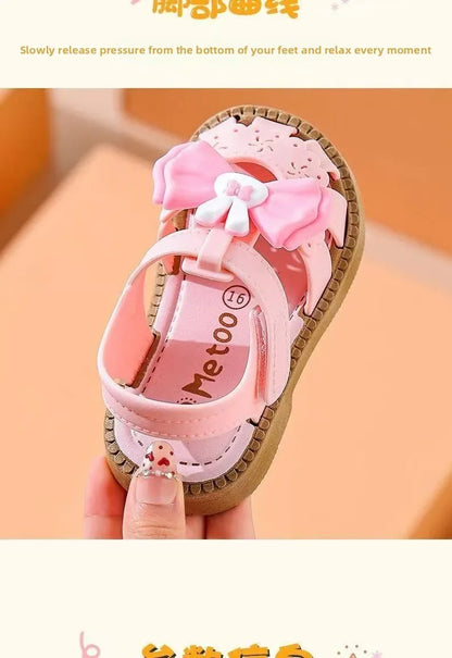 2026 Solid Bow Children's Summer Shoes Cute PVC Beach Non Slip Sandals For Baby Girls Footwear Soft Infant Kids Fashion Sandals