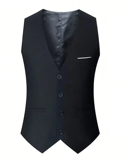 High-end Brand Formal Business Mens Suit Three-piece Groom Wedding Dress Solid Color Suit