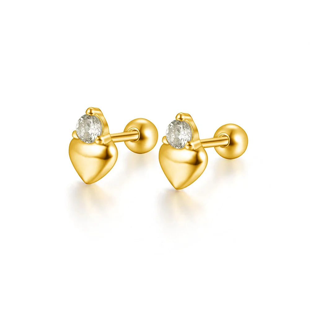 925 Sterling Silver Fashion Love Butterfly Romantic Star Crown Screw Stud Earrings for Women Ear Bone Piercing Jewelry