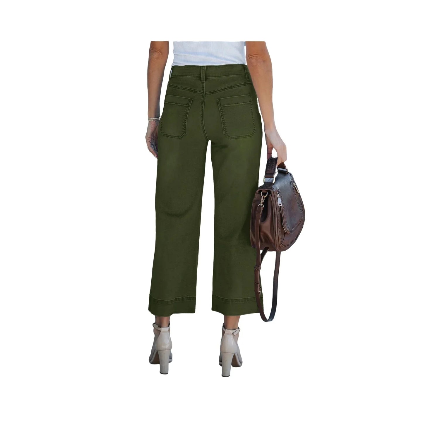 Fashionable Casual Straight Leg Jeans Washed Denim Nine-Piece