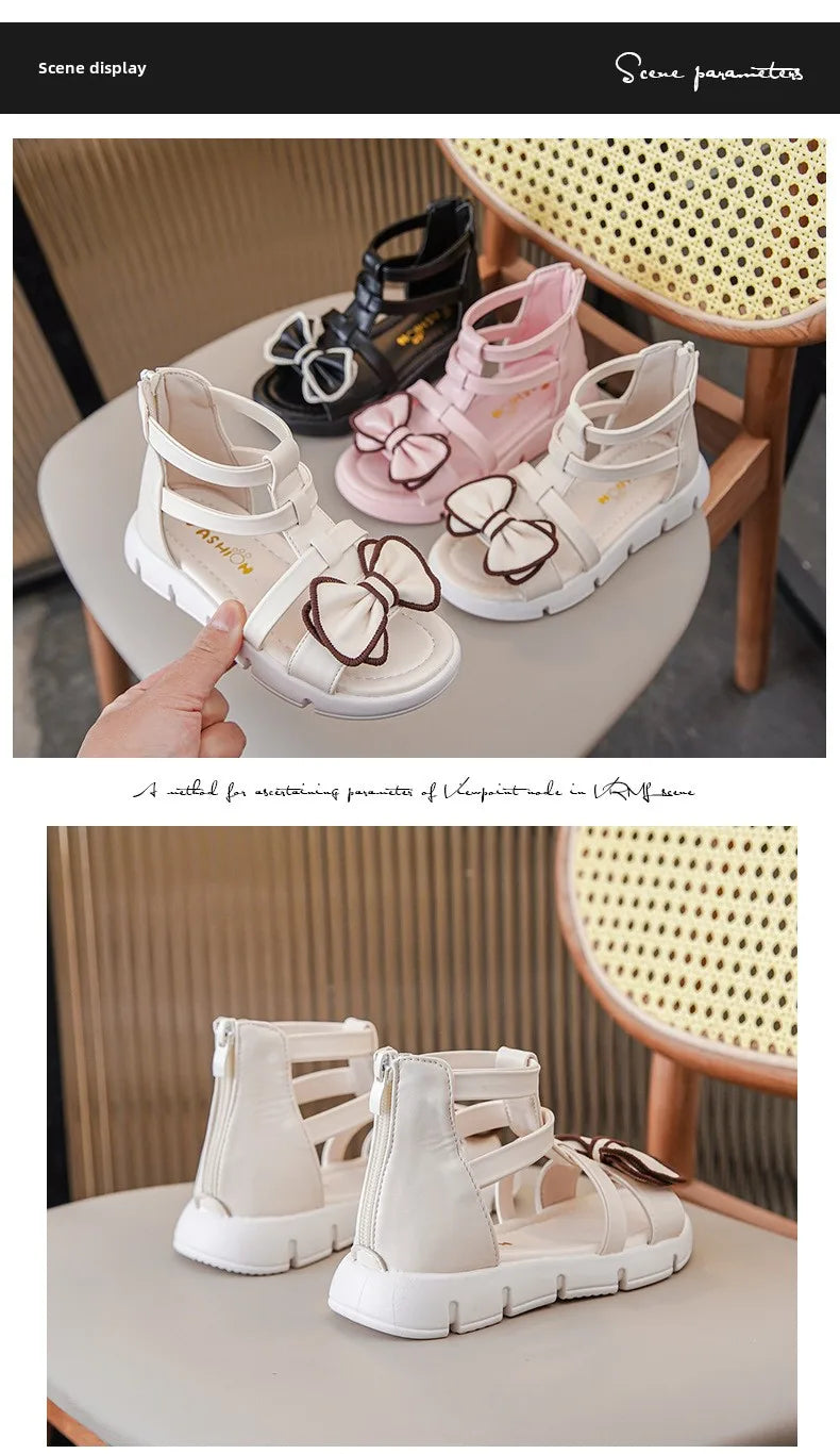 Girls Sandals Summer 2025 New Fashion Children Roman Shoes Middle and Large Children Soft Open Toe Little Girl Princess Shoes