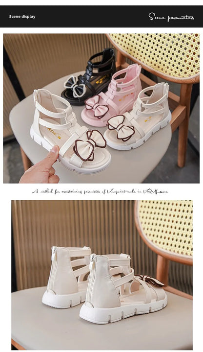 Girls Sandals Summer 2025 New Fashion Children Roman Shoes Middle and Large Children Soft Open Toe Little Girl Princess Shoes