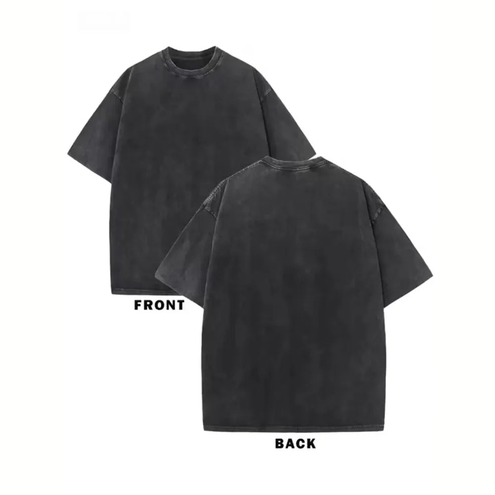 Vintage Washed Los Angeles Arch Letter Graphic T-Shirt, Retro USA City Casual Washed Black Crew Neck Short Sleeve Unisex Top