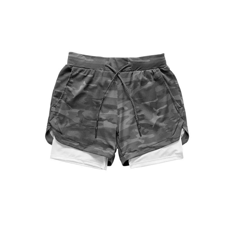 Running Shorts Men 2 In 1 Double-deck Quick Dry GYM Sport Shorts Fitness Jogging