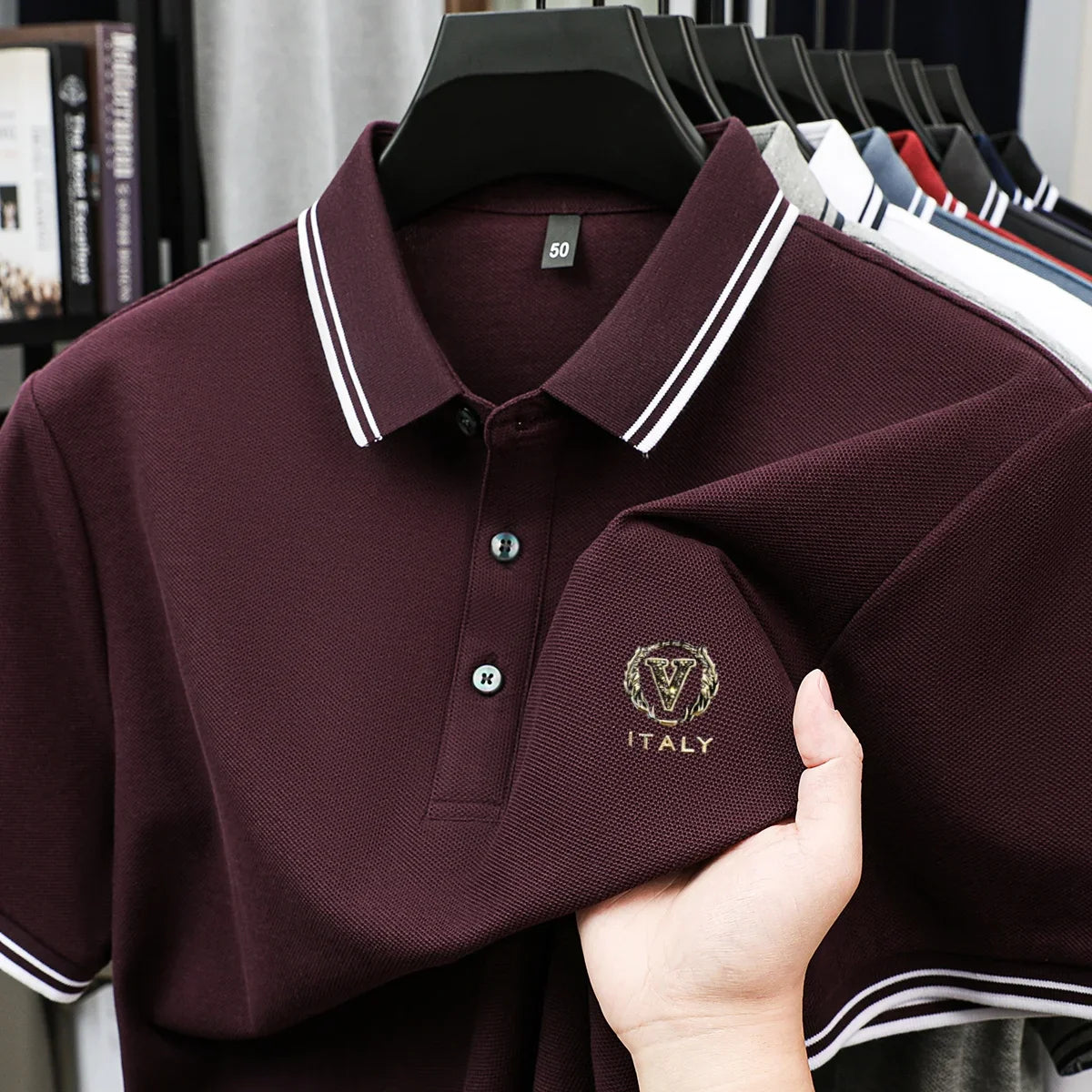 100% pure cotton men's polo shirt high-end brand unique letter printed short sleeve summer new comfortable casual lapel T-shirt