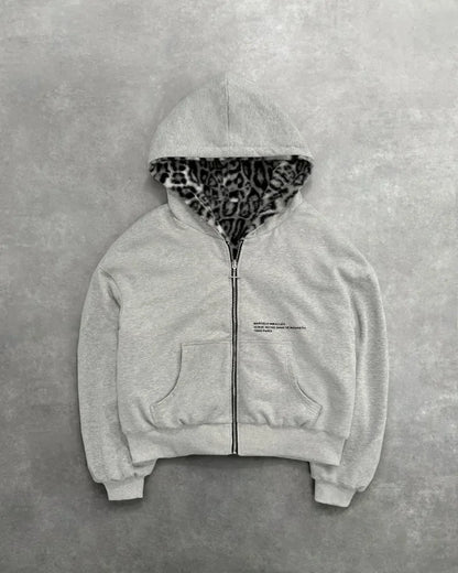Hip-hop Nova Roupa Dupla Face Harajuku Retro Estampa de Leopardo Moda Solta Zíper Moletom Masculino Street Casual Feminino