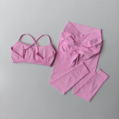 Seamless Back Push-up Sports Bra Women Quick-drying Butt Lifting Yoga Pants Peach Leggings Training and Fitness Two-piece Set