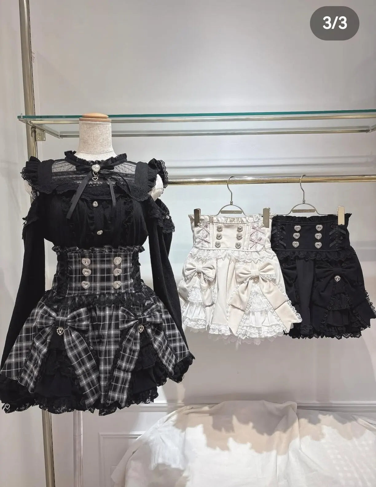 Liz Japanese New 2026 Spring Sweet Girl Heart Buckle Double Bow Lace Patchwork High-waisted Kawaii Elegant Princess Short Skirt