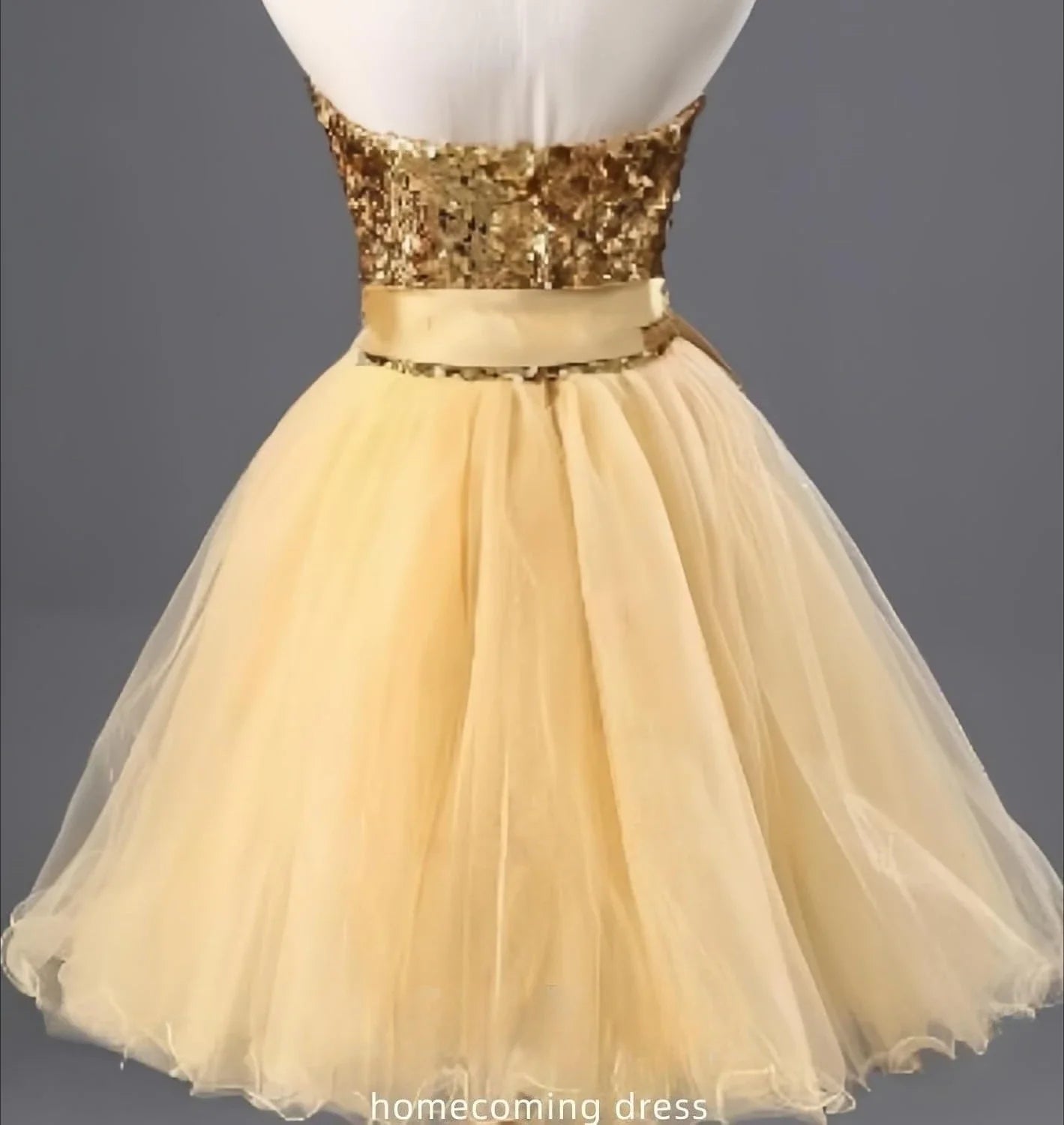 Champagne Women's Sequin Tulle Homecoming Dresses Strapless Sweetheart Neck Short Prom Cocktail Party Gowns for Teens