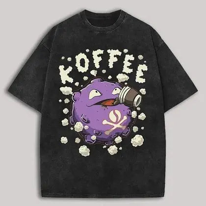 Short Sleeve Tee Anime Washed Vintage Graphic T-Shirt Man Women Cosplay Casual Tops Y2k Streetwear