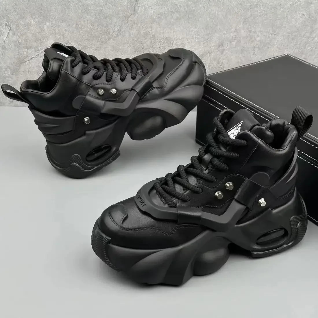 Men's Boots High Top  New Trend Wear-resistant Synthetic Leather Boots Casual Lace Up Height Increasing Fashion Boots 2025