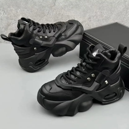 Men's Boots High Top  New Trend Wear-resistant Synthetic Leather Boots Casual Lace Up Height Increasing Fashion Boots 2025