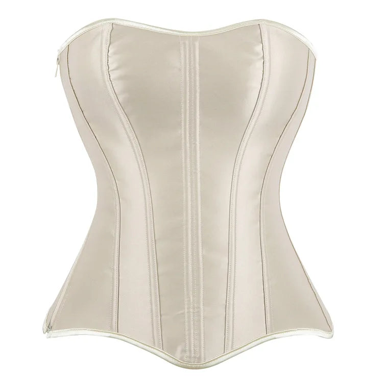 White Sexy Corsets Bustiers for Women Overbust Corset Top Corselet Satin Up Zipper Corsetto Shaper Gothic Korsett Black