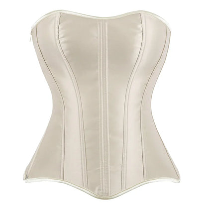 White Sexy Corsets Bustiers for Women Overbust Corset Top Corselet Satin Up Zipper Corsetto Shaper Gothic Korsett Black