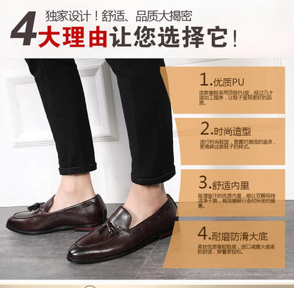 Men's Leather Shoes Fashion Business Formal Dress Loafers Moccasins Luxury 2026 Doudou shoes British Korean version plus size 48