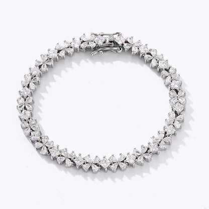 Original Clover Pear Cut Zircon Tennis Bracelet for Women Lady S925 Silver High Carbon Gemstone Link Bracelets Wholesale