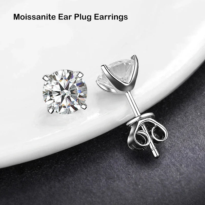 4 Prong 0.2-2ct D Color Moissanite Screw Earrings for Women Wedding Fine Jewelry S925 Silver Diamond Earring Ear Studs Gift