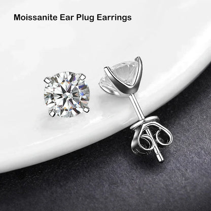 4 Prong 0.2-2ct D Color Moissanite Screw Earrings for Women Wedding Fine Jewelry S925 Silver Diamond Earring Ear Studs Gift