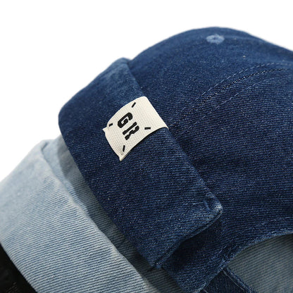 Denim Docker Cap Without Visor Letter Label Brimless Caps Adjustable Solid Color Hats Unisex Adult Retro Hip Hop Street