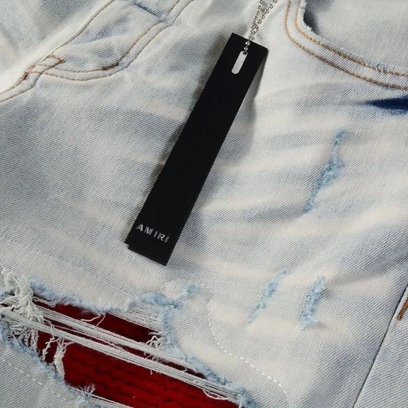 Calça Jeans Masculina de Cintura Reta Rasgada, Cor Sólida, Elástica, Respirável, Confortável e de Alta Qualidade, Nova Tendência Primavera Outono