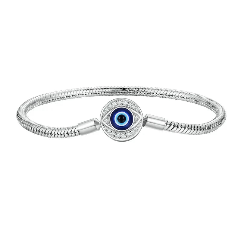 925 Sterling Silver Zircon Rose Buckle Bracelet Snake Chain for Women Bead Charm DIY Chic Jewelry Gift BSB096