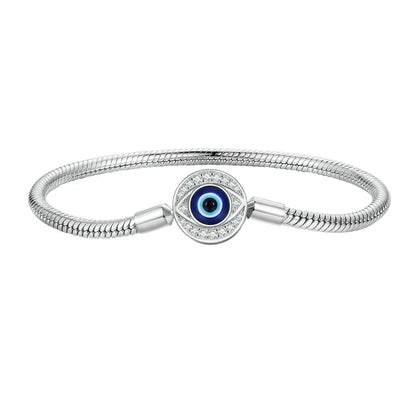925 Sterling Silver Zircon Rose Buckle Bracelet Snake Chain for Women Bead Charm DIY Chic Jewelry Gift BSB096