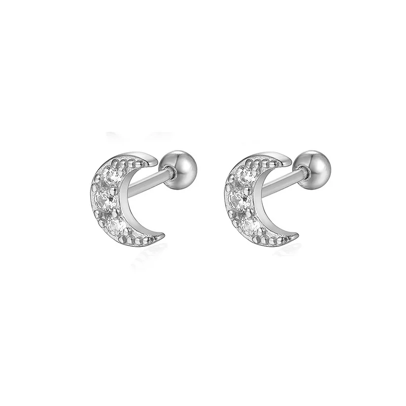 925 Sterling Silver Fashion Love Butterfly Romantic Star Crown Screw Stud Earrings for Women Ear Bone Piercing Jewelry
