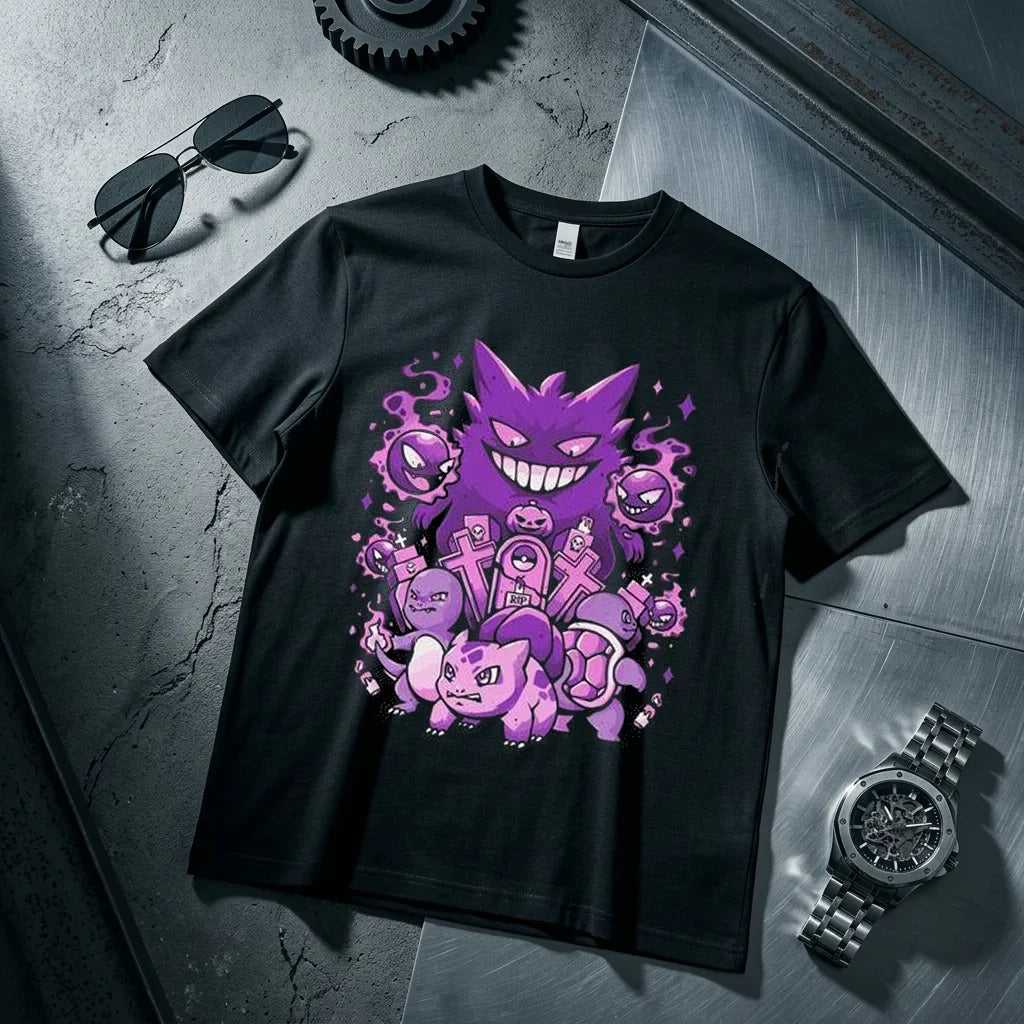 Gengar Kids T Shirt Men Women Cotton Short Sleeve Tee Anime Print Tops Streetwear Parent-child Clothing