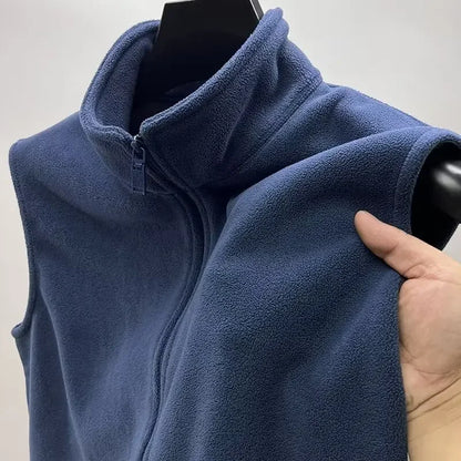 Thickened Fleece Jacket Men's Vest Autumn Winter Warm Loose Sleeveless Coat for Elderly Men Comfortable Inner Wear Vest