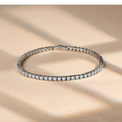 D Color Round Cut 5.0 4.0mm Moissanite Tennis Bracelet for Women Man Real 925 Sterling Silver Pass Diamond Tester Gift