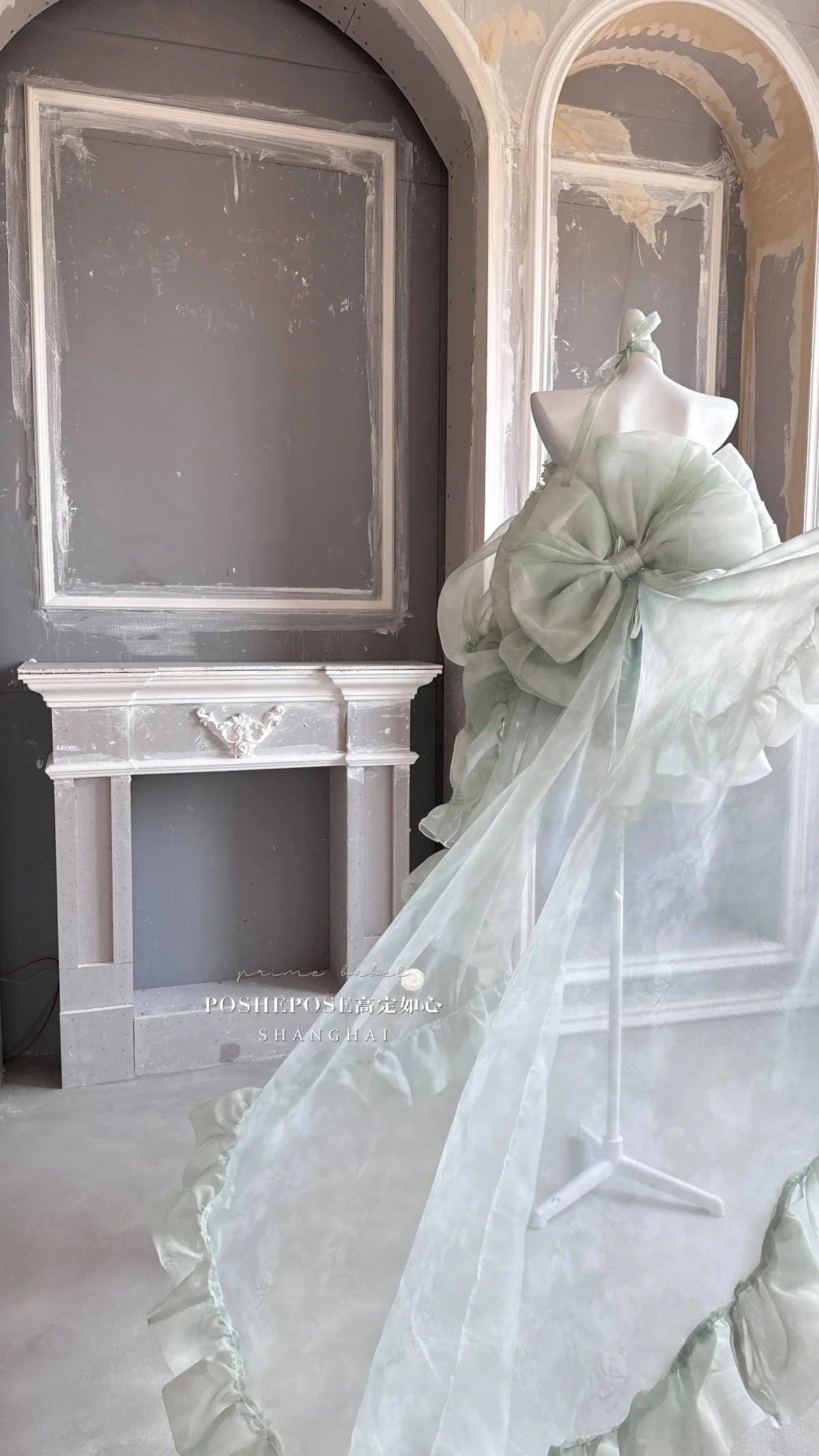 High Street Women's Mint Green Strapless Bowknot Sweet Fairy Organza Dress 2024 New Elegant Big Bow Trailing Party Wedding Dress