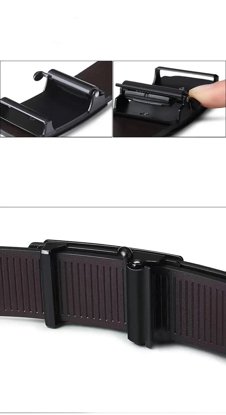 New Fashion Men's Belt Toothless Automatic Buckle Belt Alloy Letter Button for Business Fashion High Quality Men'Strap